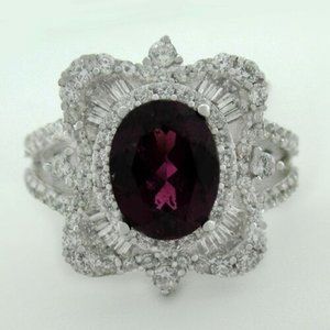 Lab Created 2.58 Cts Amethyst & White Sapphire Ring .925 Silver